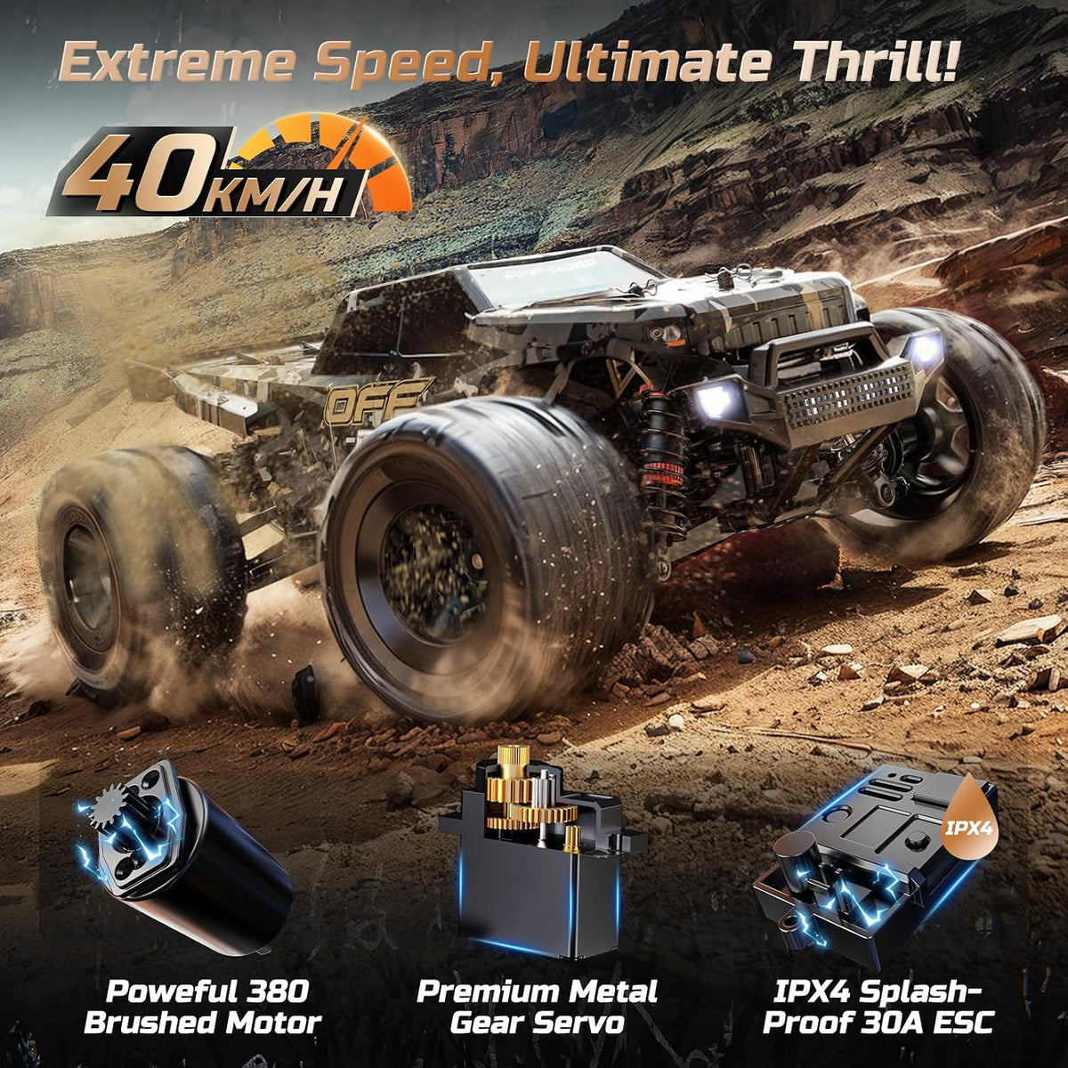 DEERC 9309E RC Cars for Adults 40KPH - 1:16 Black 9309E - image 3