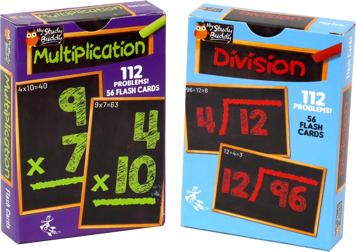 Regal Games Math Flash Cards for Addition & Subtraction, 1st - Multiplication & Division - 2 Pack