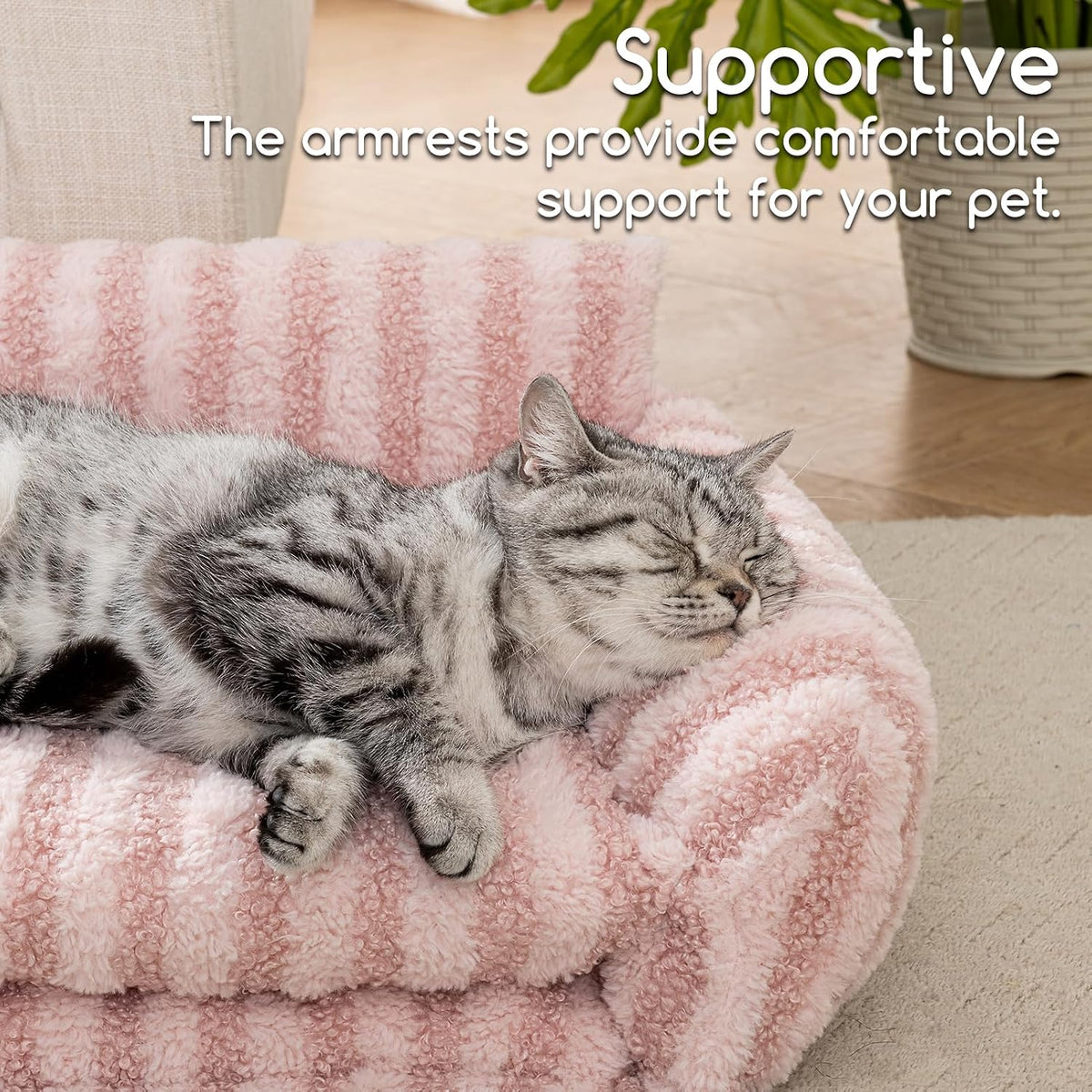 Hollypet Cat Bed Small Dog Orthopedic Couch Beds for Pets up to – Essentials for Cats - 21"L x 15"W x 8"Th / Pink - image 4