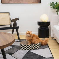 Conlun Oval Cat Scratcher Bed - Checkerboard with Cat Toy Fish / Medium (16.9"L x 12.9"W x 3.5"Th) - image 3