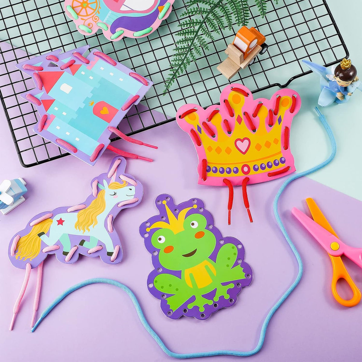 Zonon 8 Pcs Kids Sewing Cards 8 Patterns Lacing Cards – Fun for Kids & Family - image 4