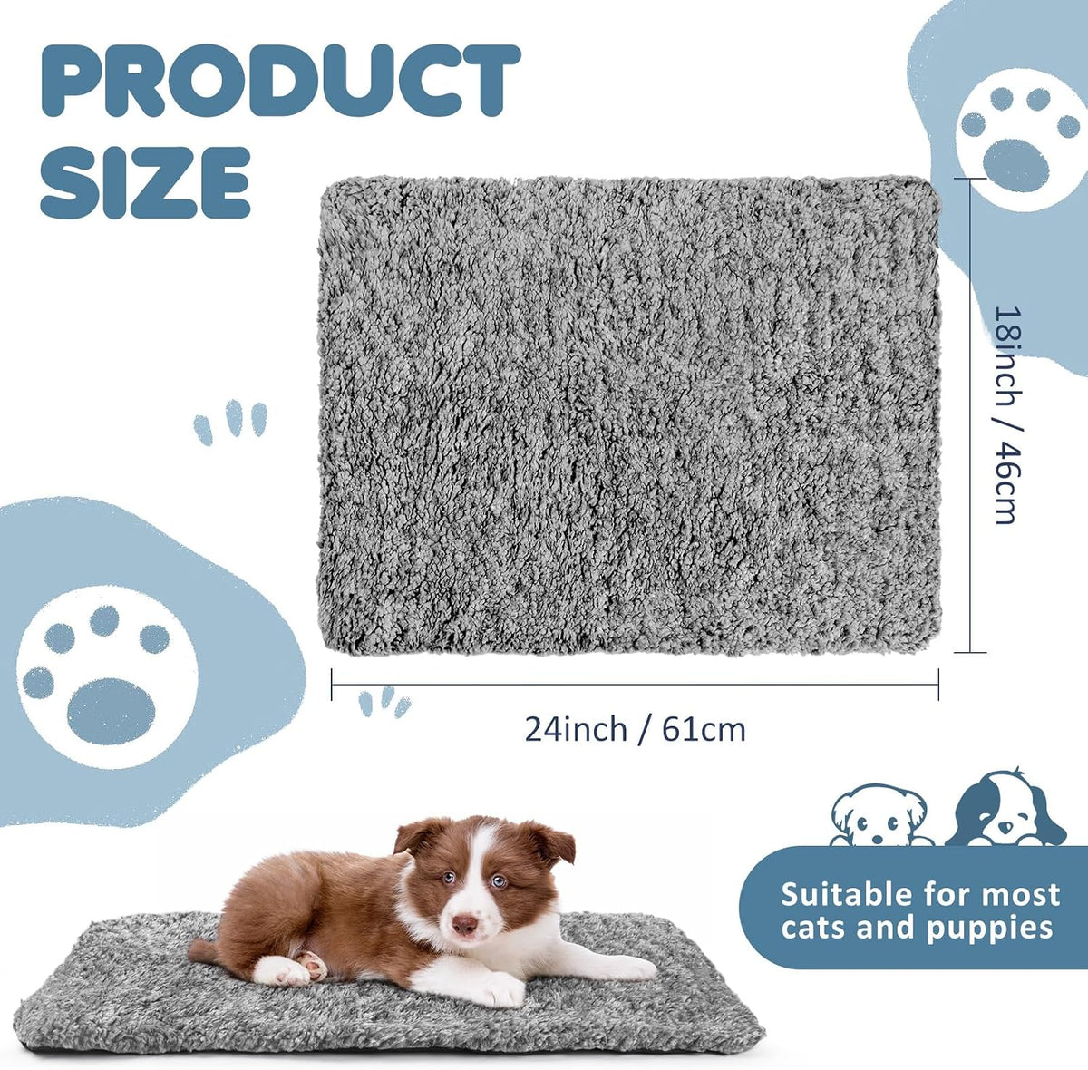 Drydiet 6 Pack Self Warming Pet Cat Dogs Pad 18 x 24 Inch Grey – Essentials for Cats - 18 x 24 Inch / Grey - image 2