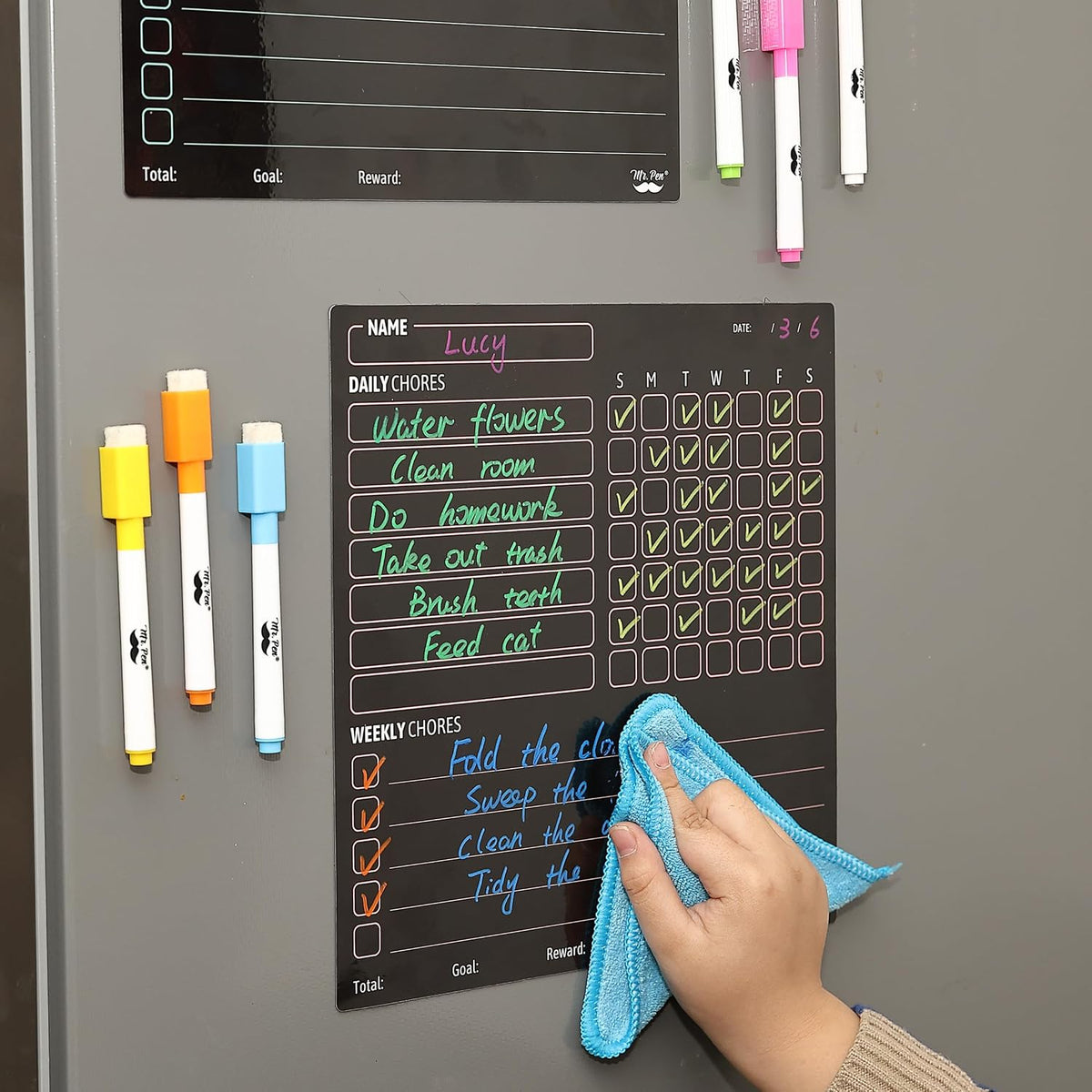 Mr. Pen, Magnetic Dry Erase Chore Chart for Fridge, 10"x10" - Black - image 4