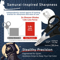 Samurai-Grade Cat Nail Clippers, Quiet Precision Trimmer, Black - Sumi Black - image 2