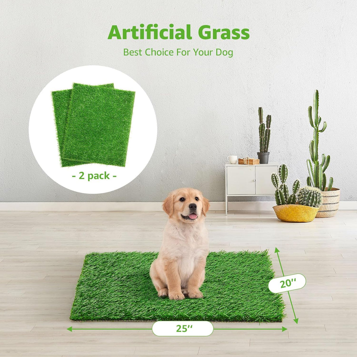 Dog Grass Pee Pads, 26''x 17'' - 20"x25" - image 2
