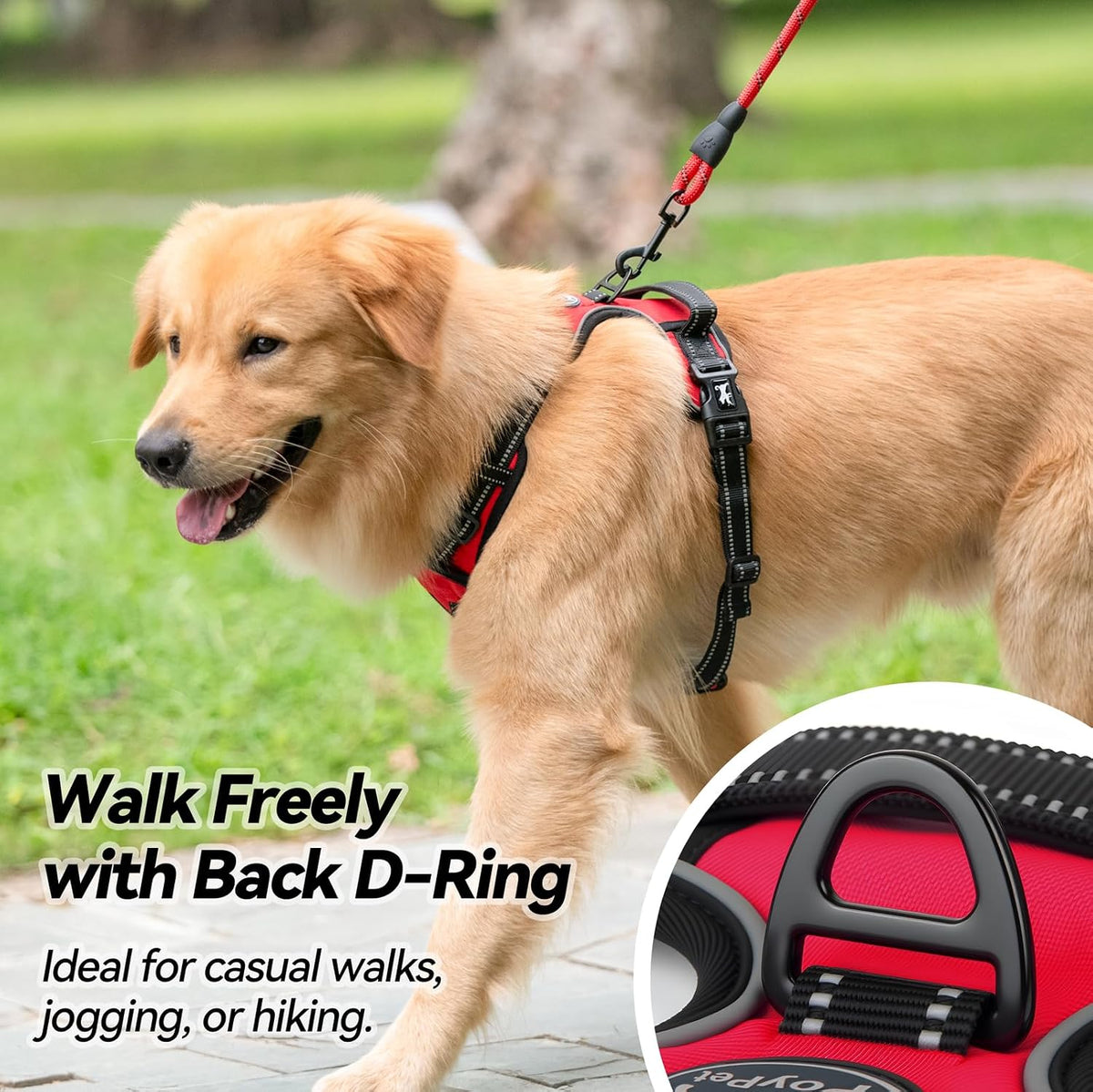 PoyPet No Pull Dog Harness Medium with Front Clip & Neck Release - S / Red - image 4