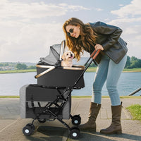 Double Pet Stroller, 4 Lockable Wheels for Small‑Medium Dogs & Cats – Essentials for Dogs - Black - image 2