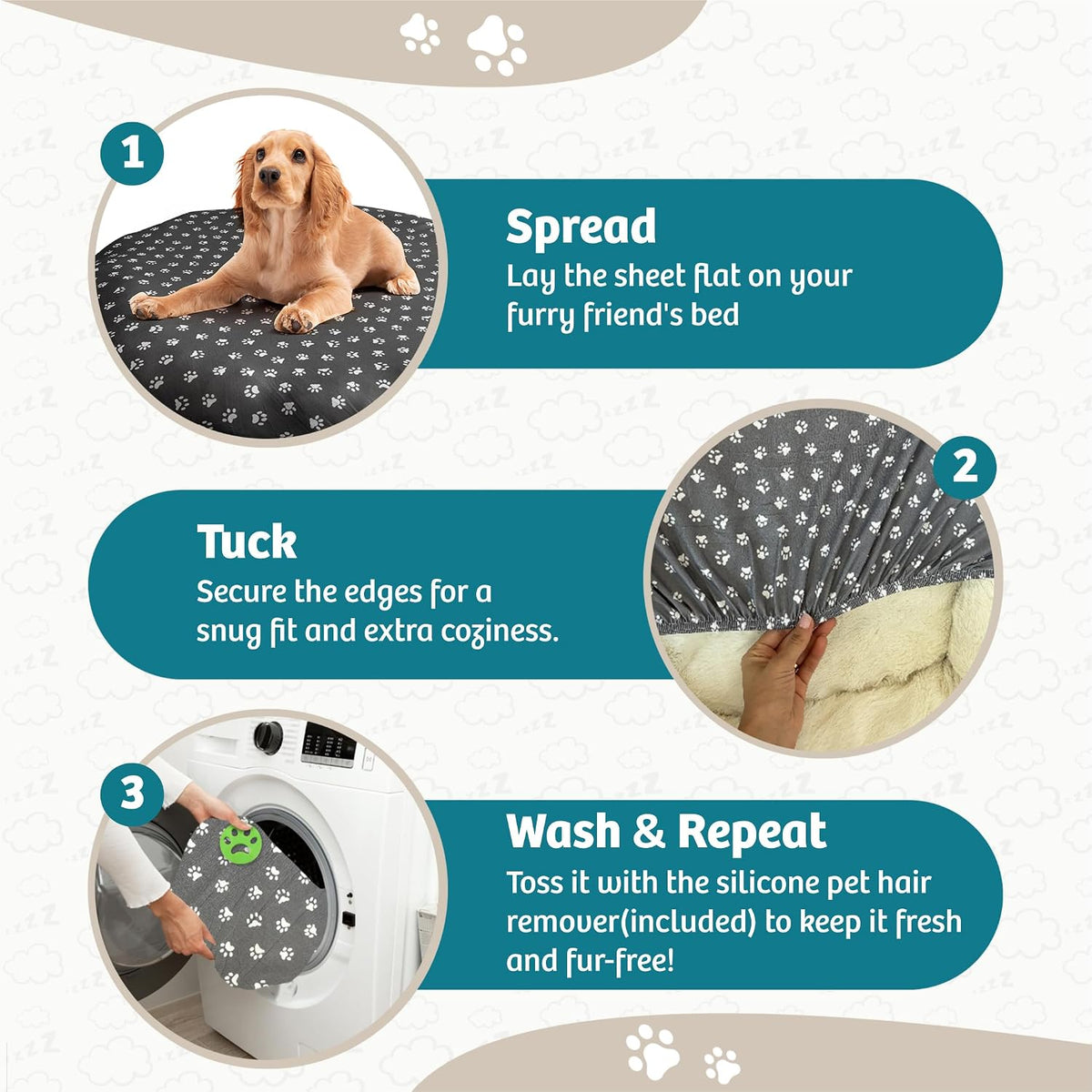 Round Dog Bed Covers Replacement Washable - Paw Chic / Large (Up to 45″) - image 2