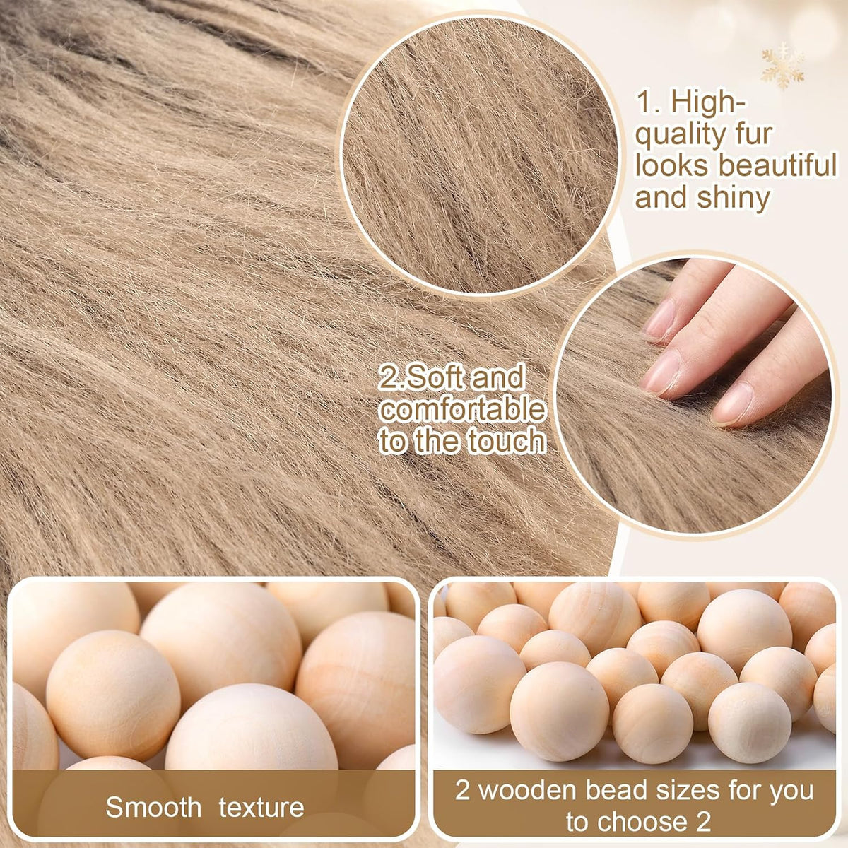 Tudomro 45 Pcs Halloween Gnome Beards for Crafting DIY Gnome Beard - Gray, Camel, White / 90 - image 3