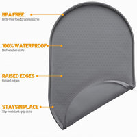Hubulk 100% Waterproof Silicone Pet Feeding Mat with Raised Edge - Gray / 16"L x 10"W - image 2