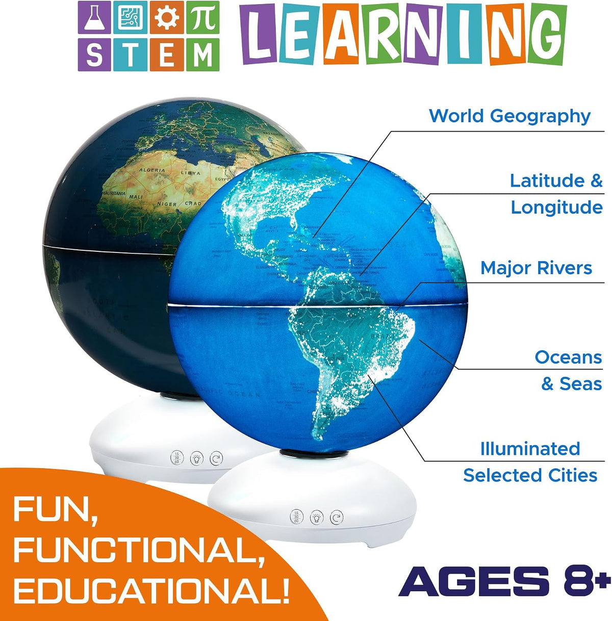 USA Toyz Illuminated World Globe with Stand - 7.9" Diameter - image 2