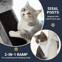Allewie 68 Inches Cat Tree/House and Towers for Big Feline/Scratching - 68 in / Black & Grey - image 4