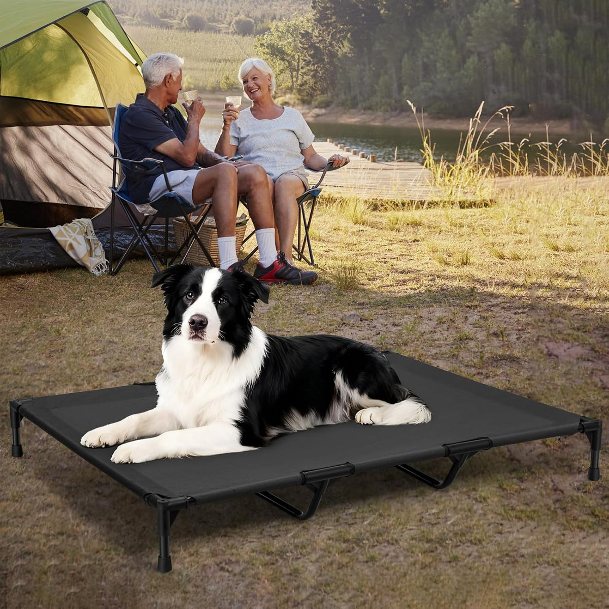 Love&go Elevated Dog Bed with Metal Frame - XL - Black / XLarge- 44x34x5.5 inch - image 4