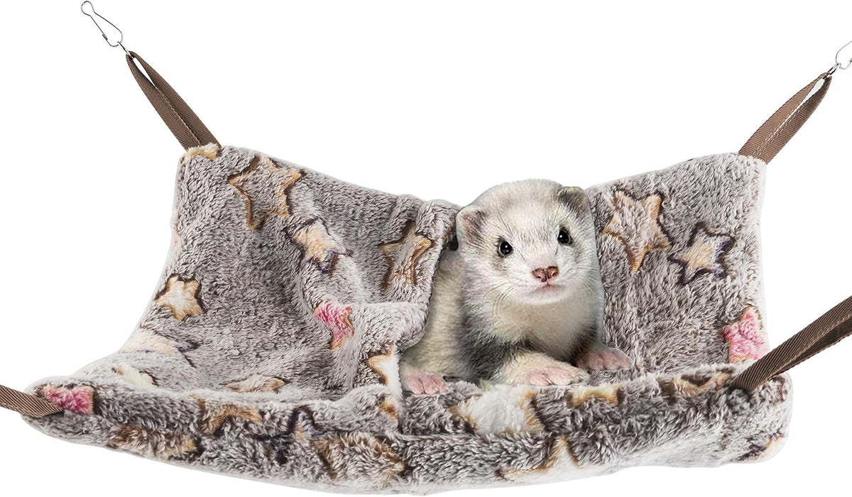 Niteangel Hanging Hammock Nap Sack Swing Bag Pet Sleeper for Ferret - Cream / Stars
