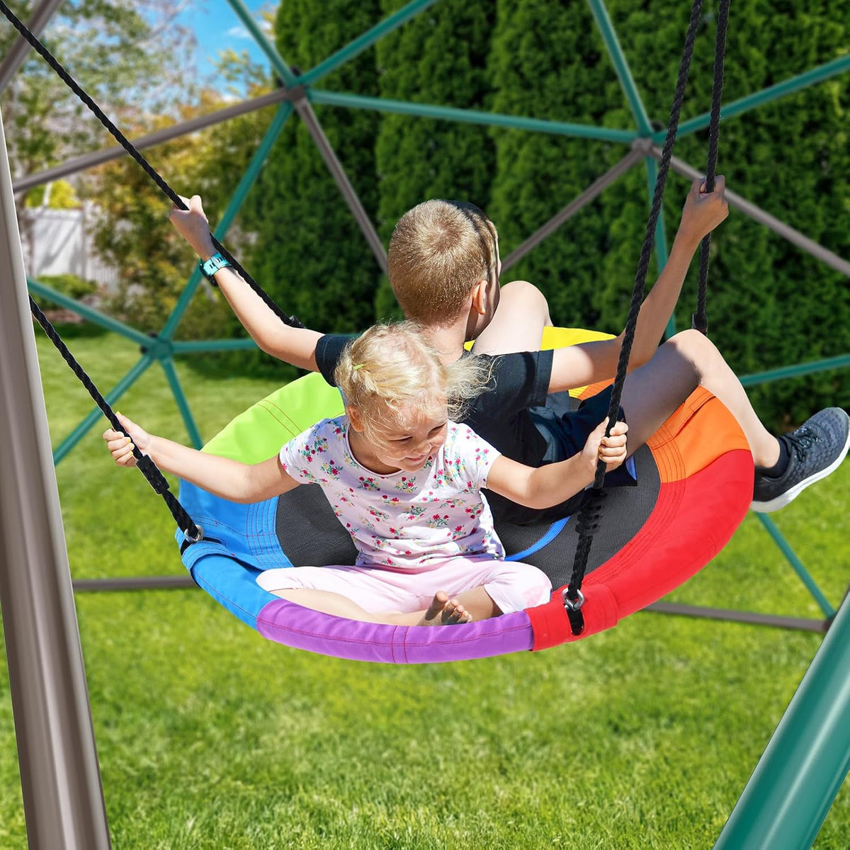 Hapfan 10 ft climbing dome with saucer swing for kids 3-12 - view 5