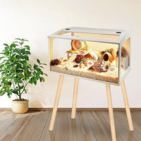 Prolee Hamster Cage Wooden Chew Proof, Extra Large Mice and Rat Habitat Openable Top with Acrylic Sheets Solid Built Small Animal Cage with Leg Stands, 24 Inch Long