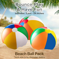 Bedwina 24 inch giant inflatable beach balls with red, green, yellow, orange, blue and white panels - view 3
