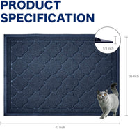 Cat Litter Box Mat, Kitty Premium PVC Pad, Durable Trapping Rug - #09 Midnight Blue / Medallion/47 x 36 Inch - image 3
