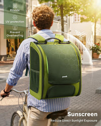 Pecute Cat Backpack Carrier, Large Space Cat Bubble Backpack - Green-on-Green Color Blocking / 12.6"L x 10.2"W x 16.5"H - image 4