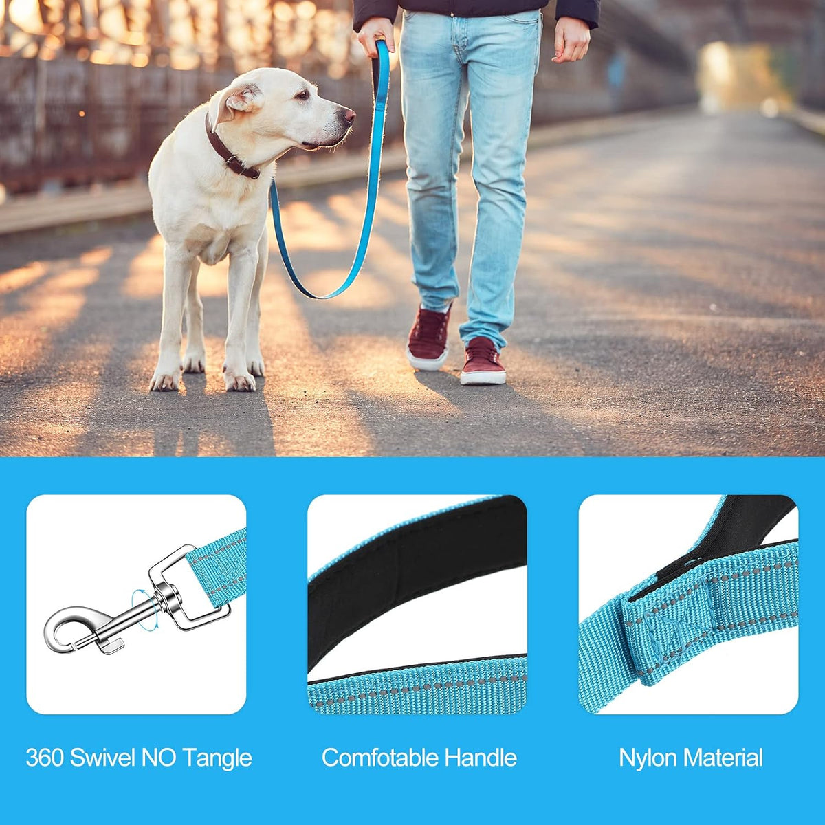 6 Pack Dog Leashes for Large Dogs, Reflective Nylon - image 3