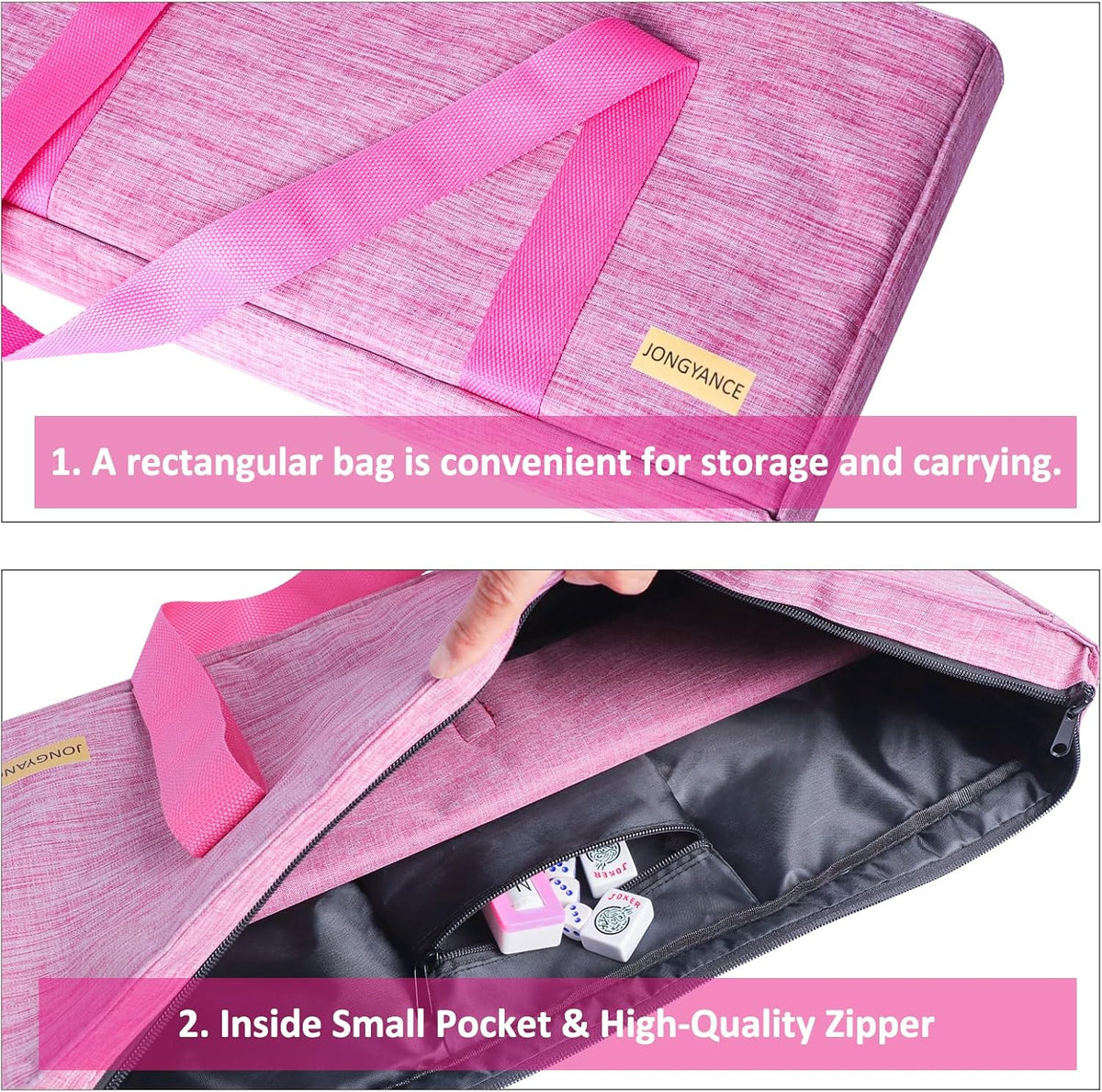 Jongyance American Mahjong Set with Blue Carrying Bag - Pink - image 2