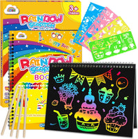 ZMLM Scratch Paper Art-Crafts Gift: 2 Pack Rainbow Notebooks Supplies - Dark Yellow