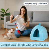 PETMAKER Cat House Indoor Bed with Removable Foam Cushion - Blue / (L) 13” x (W) 13” x (H) 15.75” - image 4