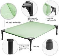Soft Mesh Elevated Pet Bed for Large Medium Dogs Outdoor Resting Cot with Water-Resistant, Air-Permeable, Cooling and Anti-Skid Portable Dog Bed, Up to 120 lbs, 43.2" L x 31" W x 7.5" H, Green
