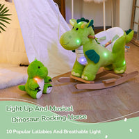 Glow Guards green dinosaur rocking horse with seat belt and plush dinosaur, set of 2 - view 9