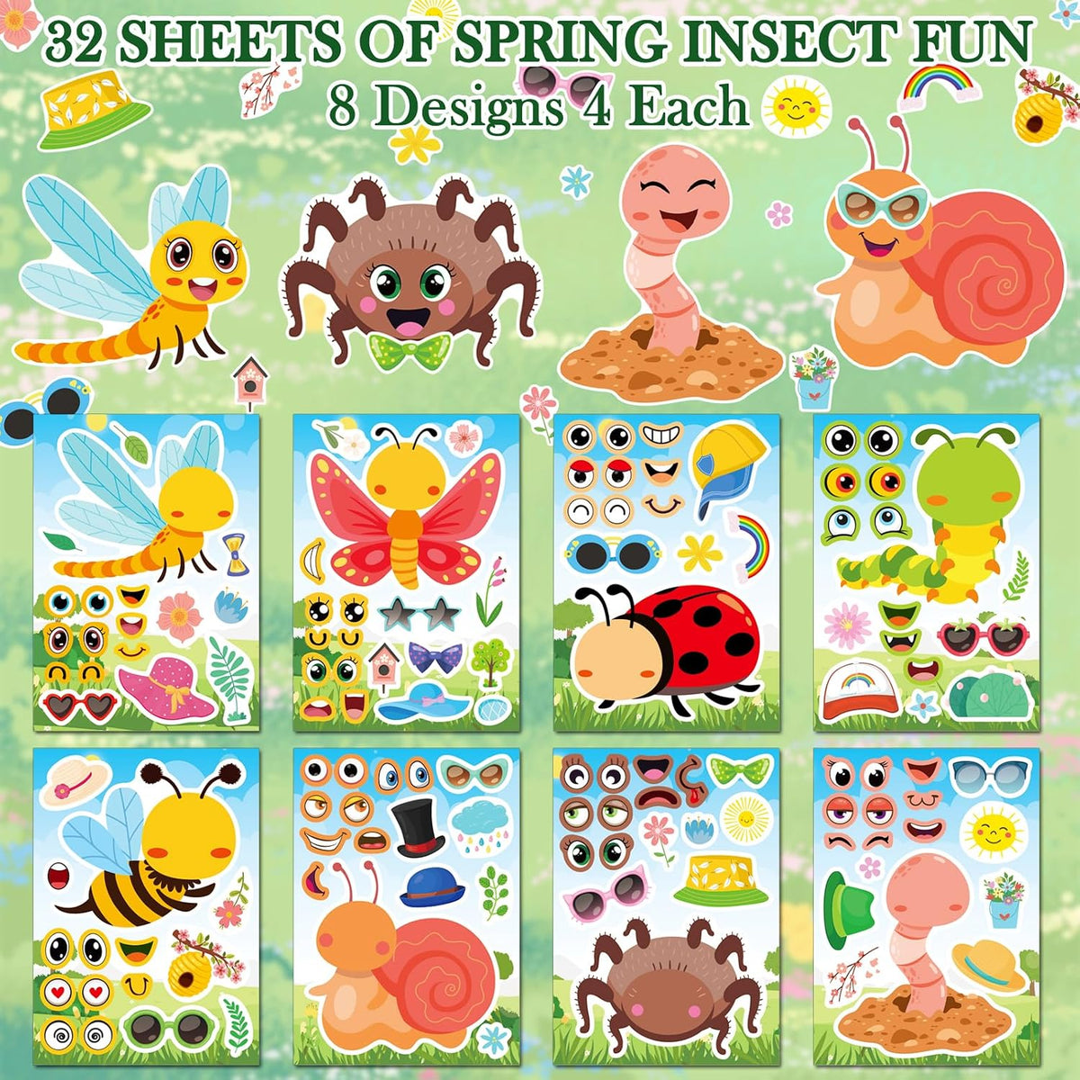 30 Unicorn Make-a-Face Sticker Sheets for Kids – Fun for Kids & Family - Spring Insect - image 2