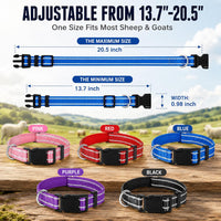 5 Pack Reflective Goat Collars with Bells, Anti-Lost Pet Collar - Black+Red+Pink+Deep Blue+Purple - image 2