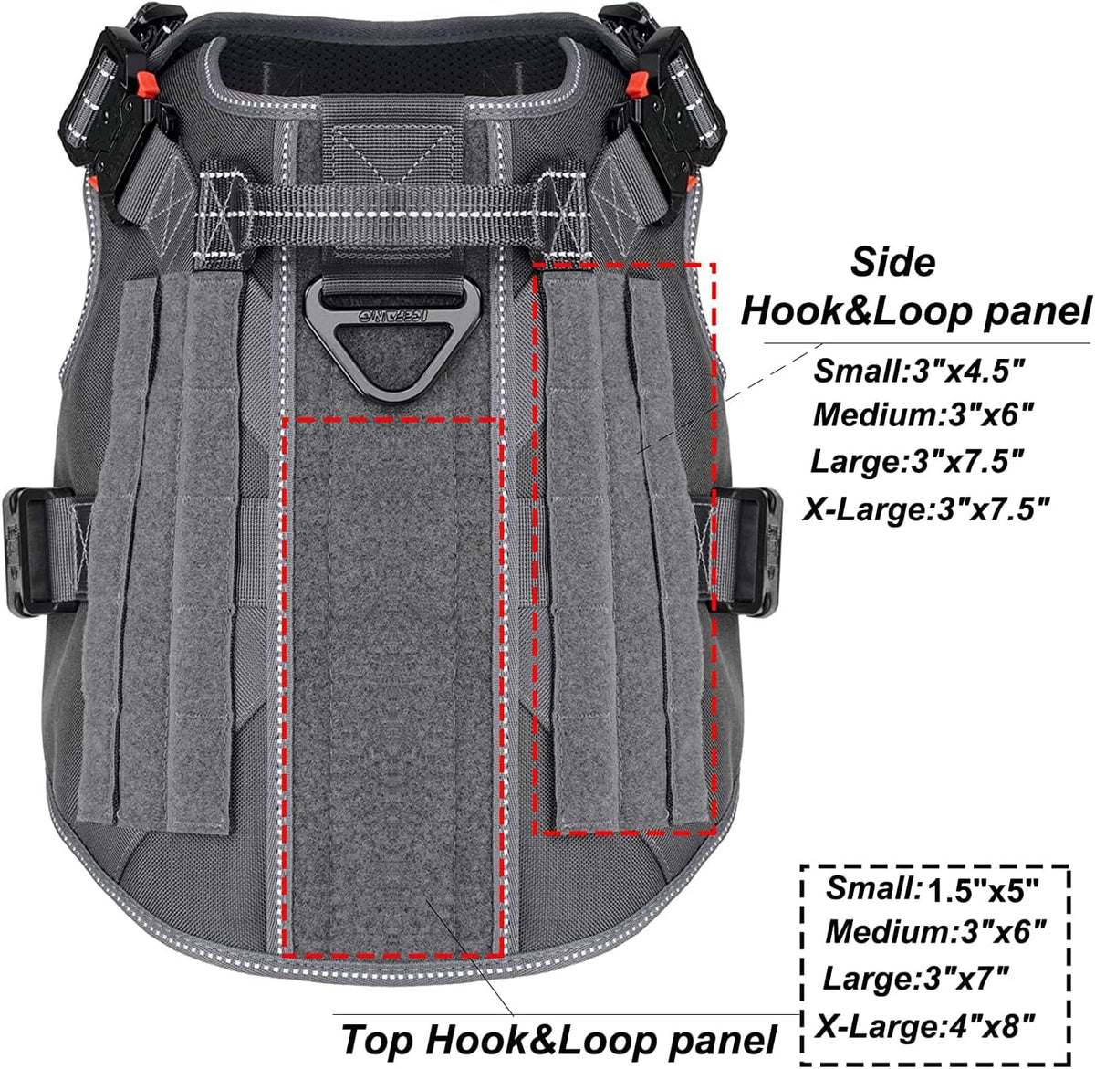 Tactical Dog Harness for Large Dogs, Reflective No Pull Dog Vest - X-Large (Pack of 1) / Grey - image 3