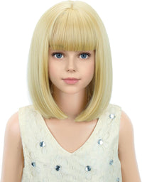 PATTNIUM kids dark blue short bob wig, synthetic with adjustable cap - view 7