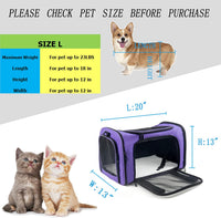 Soft Sided Carrier for Small Medium Cats Dogs - 20.0"L x 13.0"W x 13.0"H / Purple - image 4