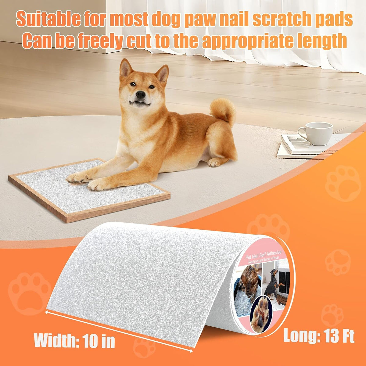 Pet Nail Self Adhesive Replacement Emery Paper - 10in*13ft / White - image 2
