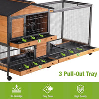 GUTINNEEN Rabbit Hutch Outdoor with Metal Surround Indoor Rabbit Cage with Wheels Bunny Cage Large Guinea Pig Cage for Small Animals with Tray
