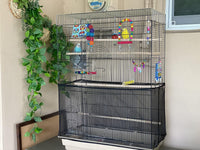 Bird Cage Seed Catcher, Airy Gauze Bird Cage Cover Seeds Guard Dust-Proof Universal Birdcage - Black + White / X-Large - image 4