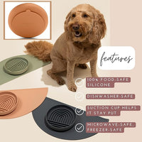 The Slowdown Bowl Silicone Slow Feeder for Dogs & Puppies, Slow Eating, Modern Lick Mat Design, Reduces Gulping, Fits 2 Cups 7.5” Across x 1.5” Tall, Mealtime Challenge, Medium-Sand