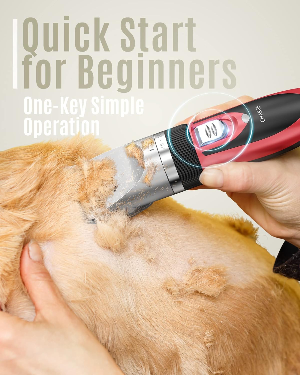 oneisall Dog Clippers Low Noise Grooming Kit for Dogs Cats Pets – Essentials for Dogs - Red - image 3