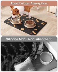 PEISAINOX Cat Dog Food Mat - Black / 16"x24" - image 3