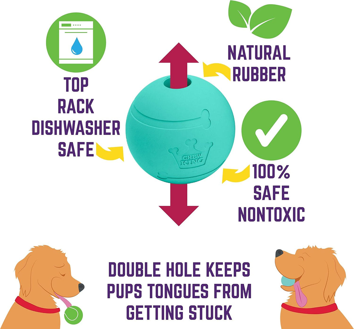 Chew King Fetch Balls Extremely Durable Natural Rubber Toy 2.5 inch - Throw Stick - 2 Balls - image 2