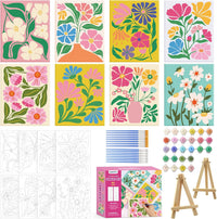 goldentime Kids Paint by Number Kits Including 6 Pre-Drawn Canvas - flowers