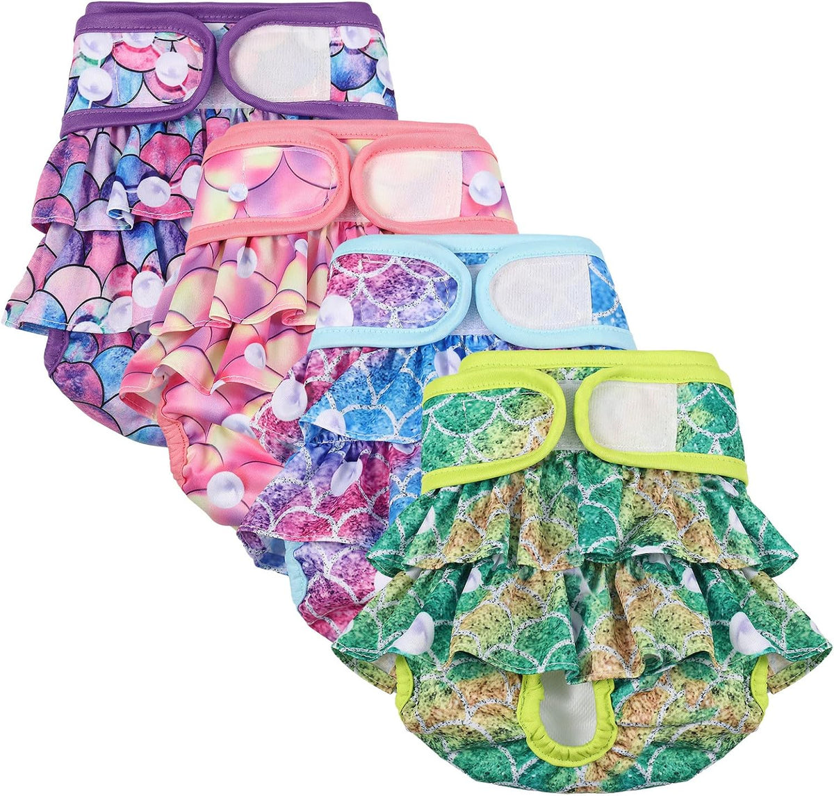 4 Pack Dog Diapers Female Washable Dog Diapers – Essentials for Dogs - L / Mermaid