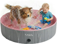 Furrybaby Foldable Dog Pool Non-Slip Hard Bath Tub Indoor Outdoor - 40*12inch / Grey,pink