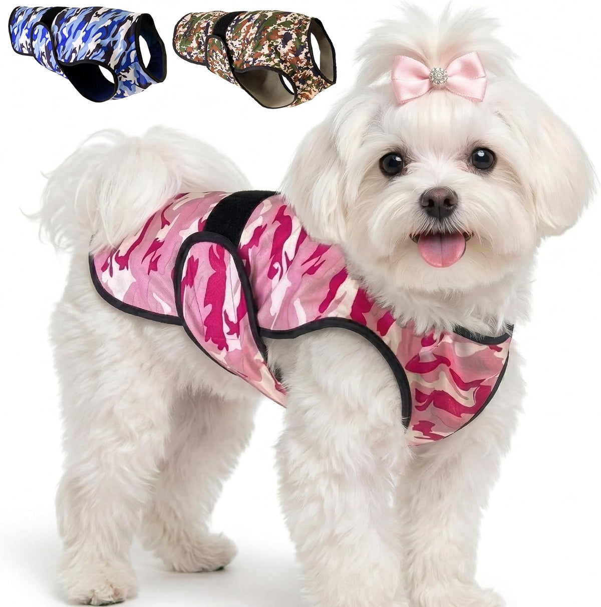 Dog Cooling Vest, 2-Layer Microfiber Cooling Jacket, Blue, L – Essentials for Dogs - Pink Camo / X-Small (Pack of 1)