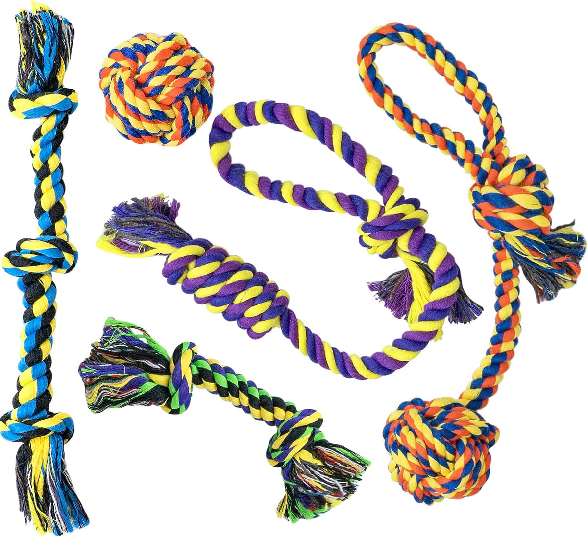 Dog Rope Toy for Large Dogs Heavy Duty Dog Chew Toys for Aggressive - 5 Pack / Small