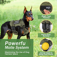 No Pull Tactical Dog Harness Medium Sized Dog, Service Dog Vest - Small(Chest:23.5-32.6",Neck:15-18") / Green - image 3