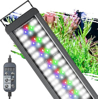 Pawfly 20W 24/7 Aquarium LED Light for 18" to 24" Tanks Extendable Fish Tank Light with Full Spectrum White Blue Red Green Lights with D/N Mode Single Color Effects Timer and Adjustable Brightness