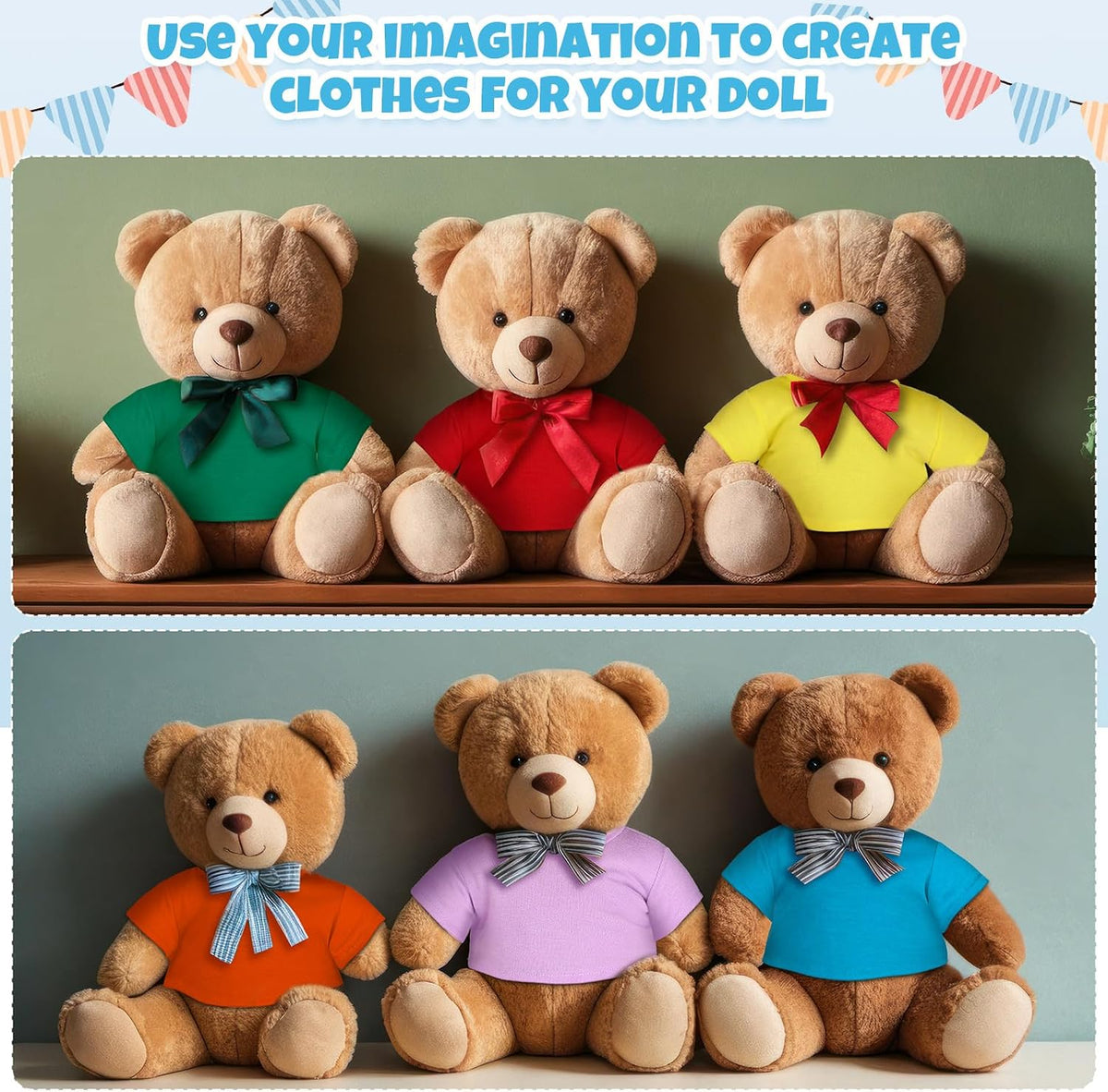 Skylety Bear Shirts Stuffed Animal Clothes for 14-18 Inch - Rainbow - image 4