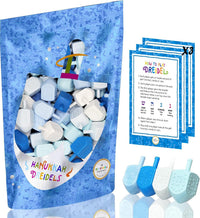 The Dreidel Company 25 pack Hanukkah dreidels in blue and white plastic with foil Hebrew letters - view 3